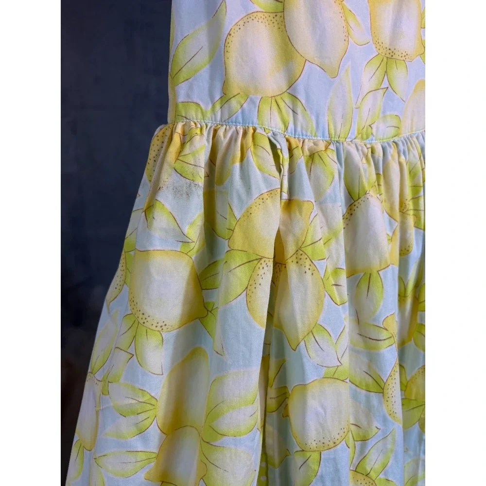 Talbots Girls Yellow Blue Lemon Print Pinafore Dress Petticoats Easter Wedding 7